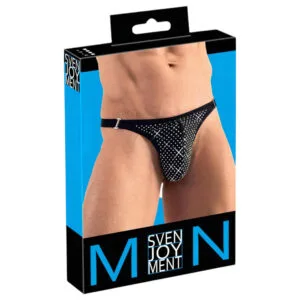 Svenjoyment - pánská tanga s kamínky - černá - M
