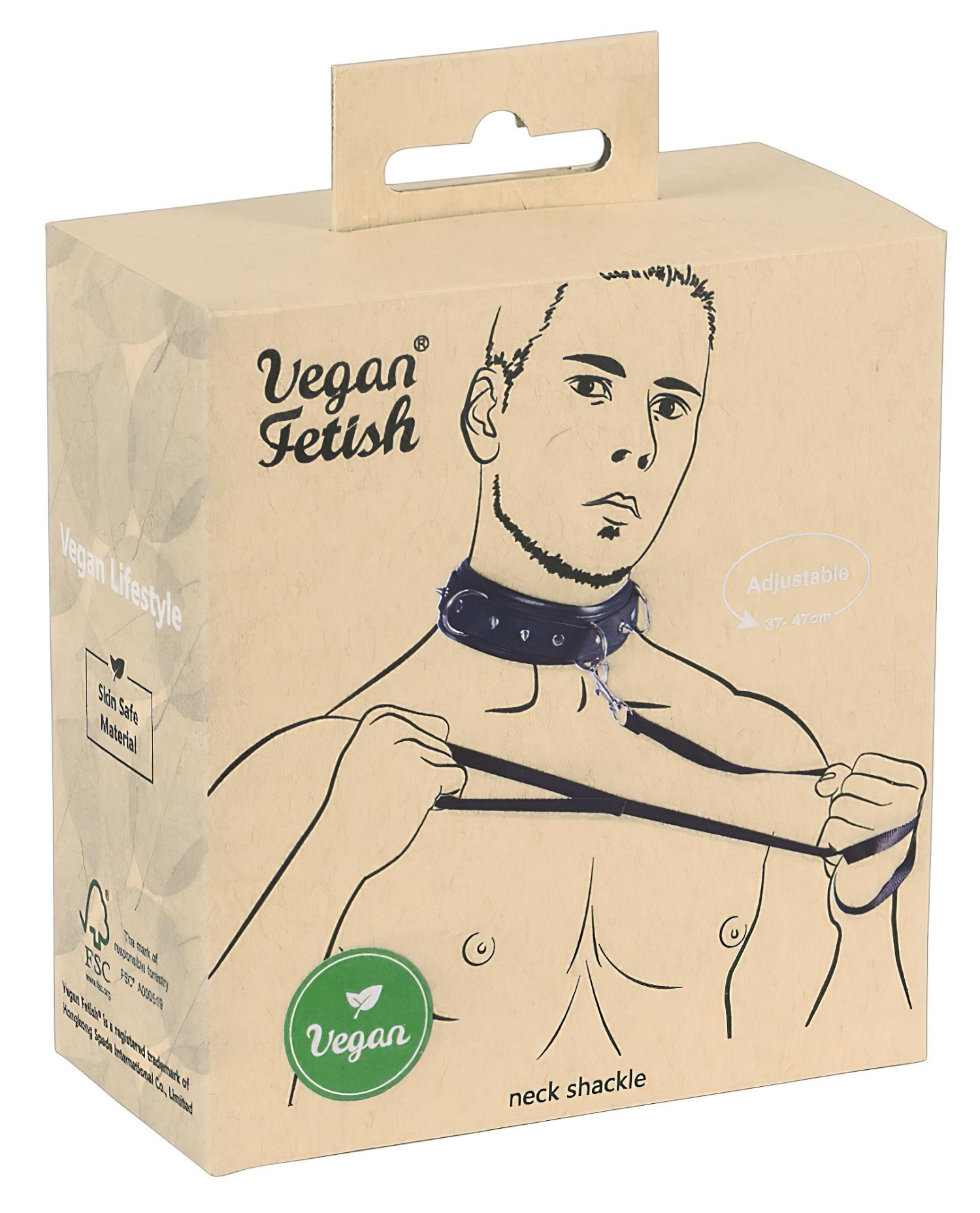 Vegan Fetish - obojek s hroty a vodítko - černý