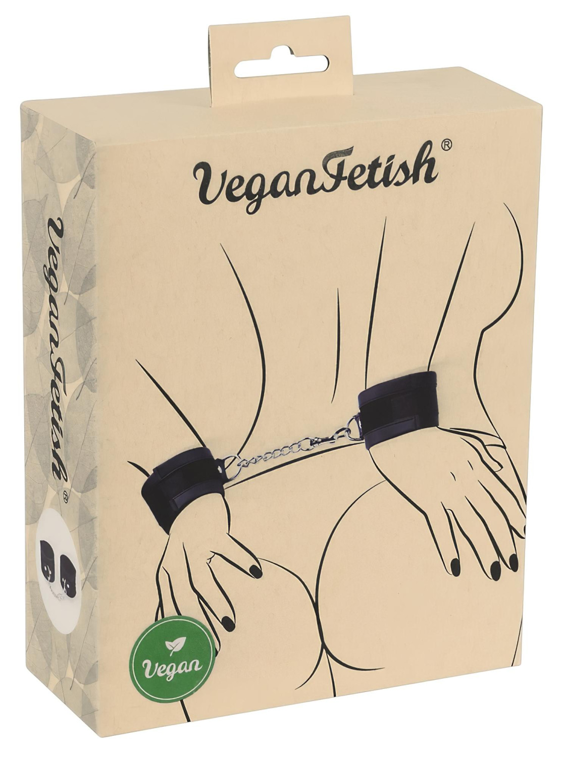 Vegan Fetish - pouta na zápěstí - krátký řetěz - černá