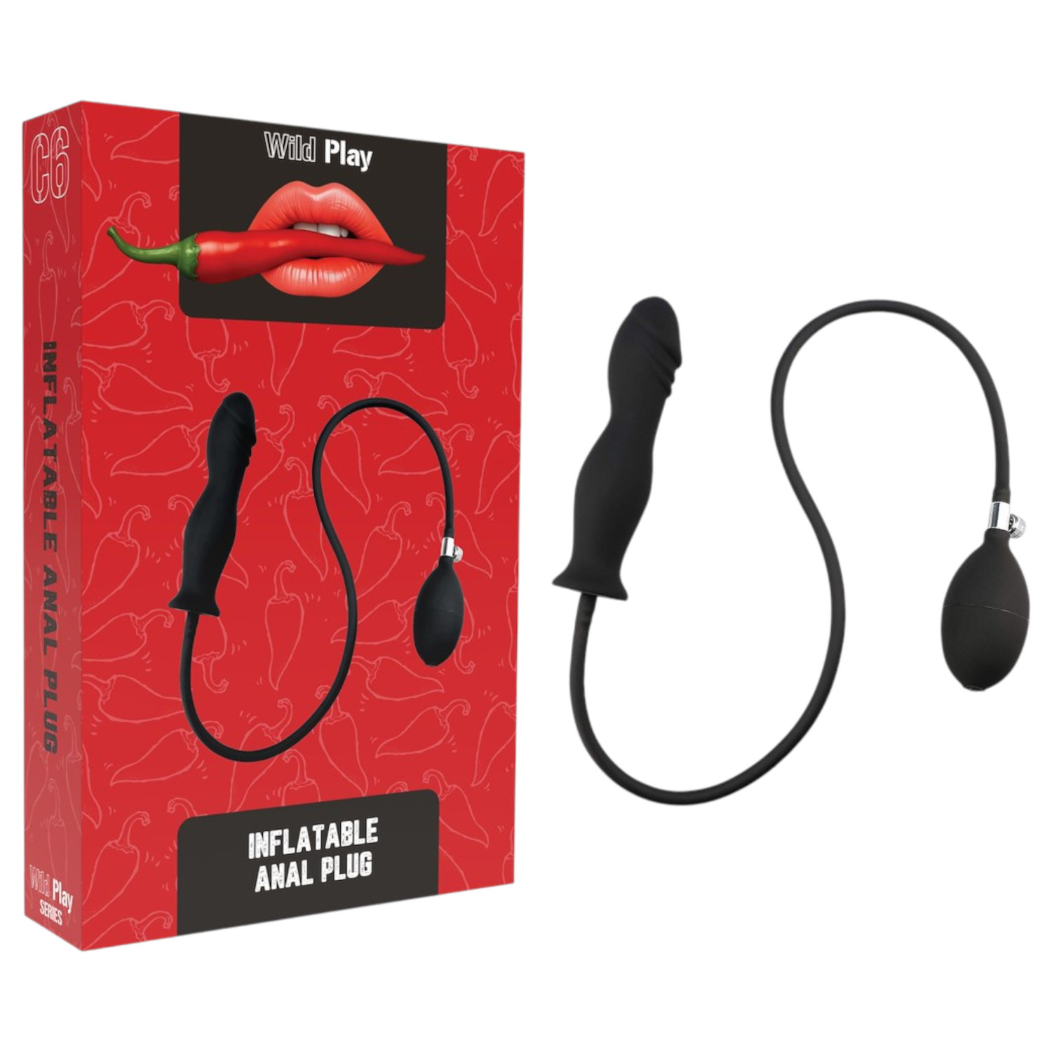 Wild Play - nafukovací anální kolík - černý