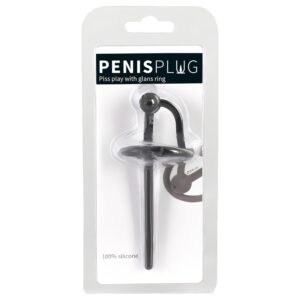 You2Toys - Penisplug - silikonový kroužek na žalud s dutým dilatátorem (černý)
