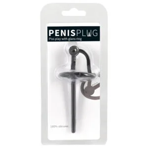 You2Toys - Penisplug - silikonový kroužek na žalud s dutým dilatátorem (černý)