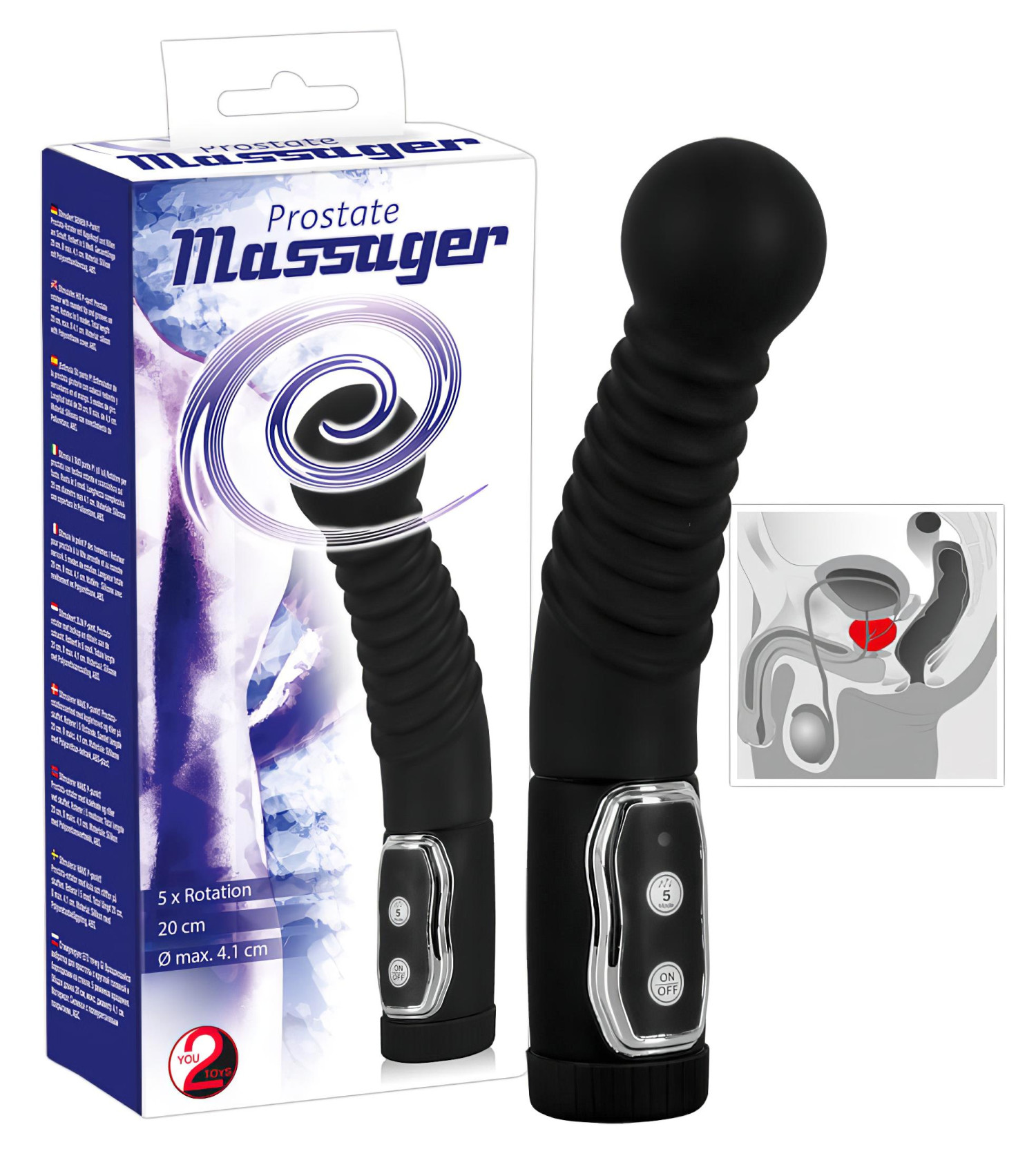 You2Toys - vibrátor na prostatu - rotační masáž - černý