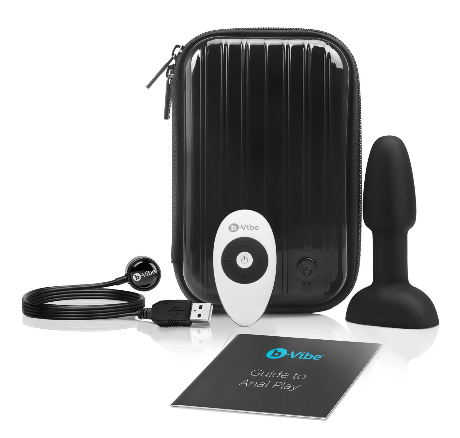 b-Vibe Rimming - anální vibrátor s rotujícími kuličkami - černý