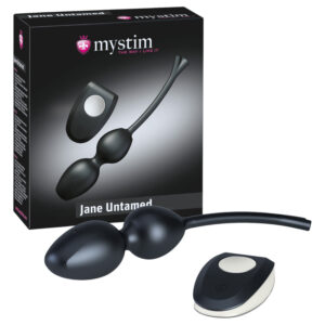 mystim Jane Untamed - vibrační duo venušiných kuliček (černé)