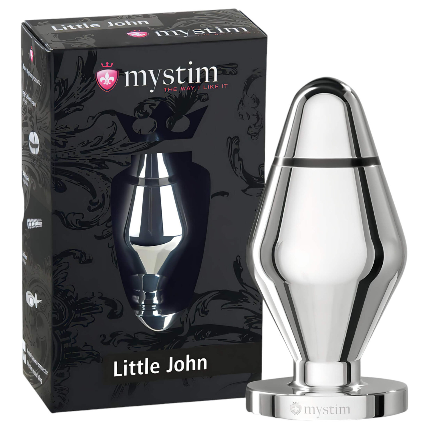 mystim Little John - malý elektro anální kolík (stříbrný)