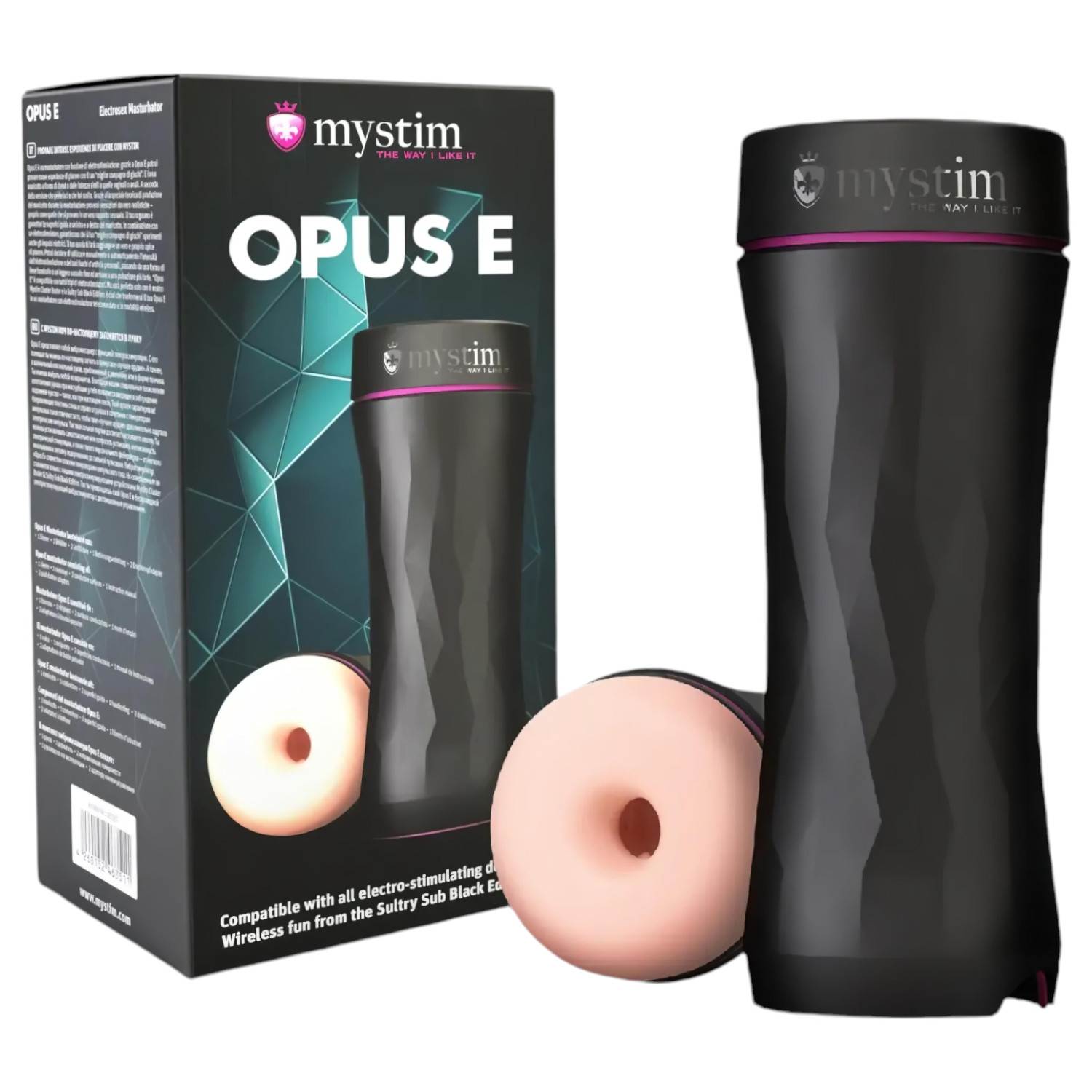 mystim Opus E Donut - elektro masturbátor (přírodní‑černý)