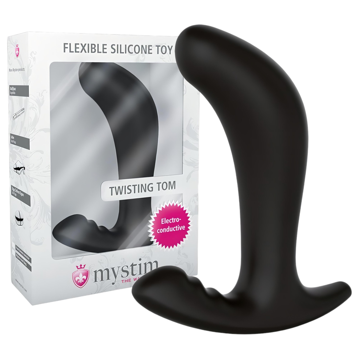 mystim Twisting Tom - elektro anální dildo (černé)