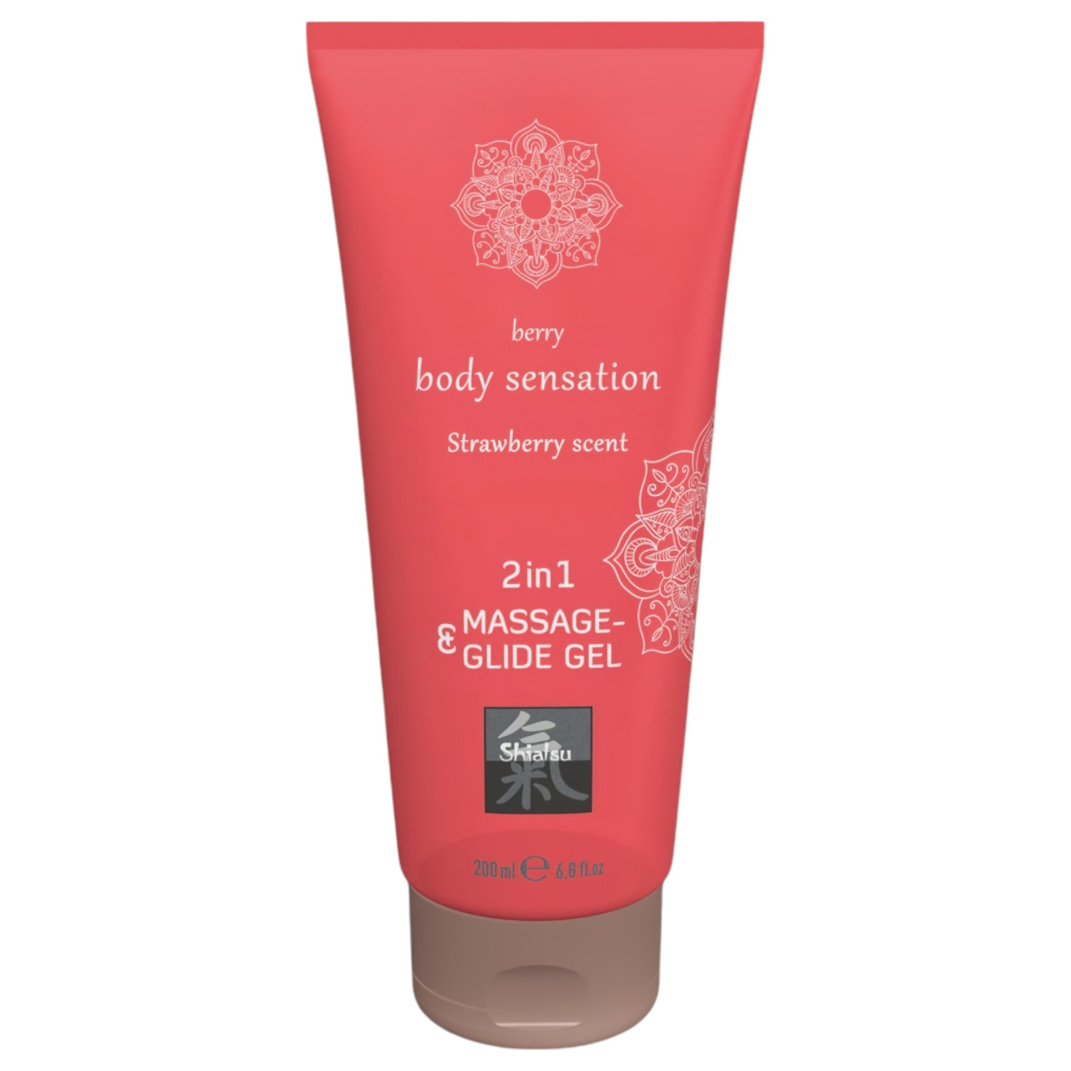 HOT - Shiatsu 2v1 s vůní jahod - masážní lubrikační gel - jahoda (200 ml)