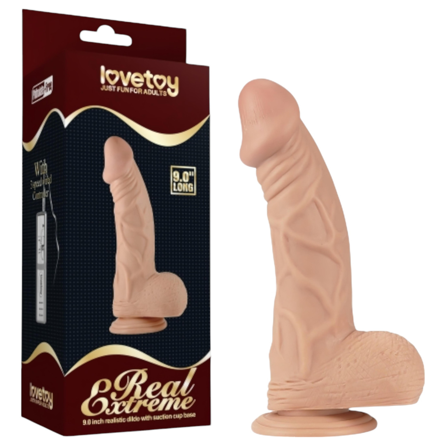 Lovetoy Real Extreme - dildo s přísavkou - 23 cm (přírodní)