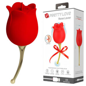 Pretty Love Rose Lover - vibrátor na klitoris s jazýčkem 2v1 - červený