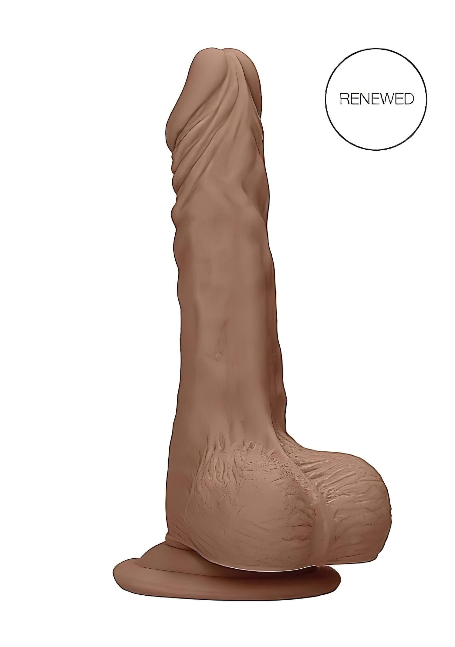 RealRock - realistické dildo s varlaty - 17 cm - tmavá tělová barva