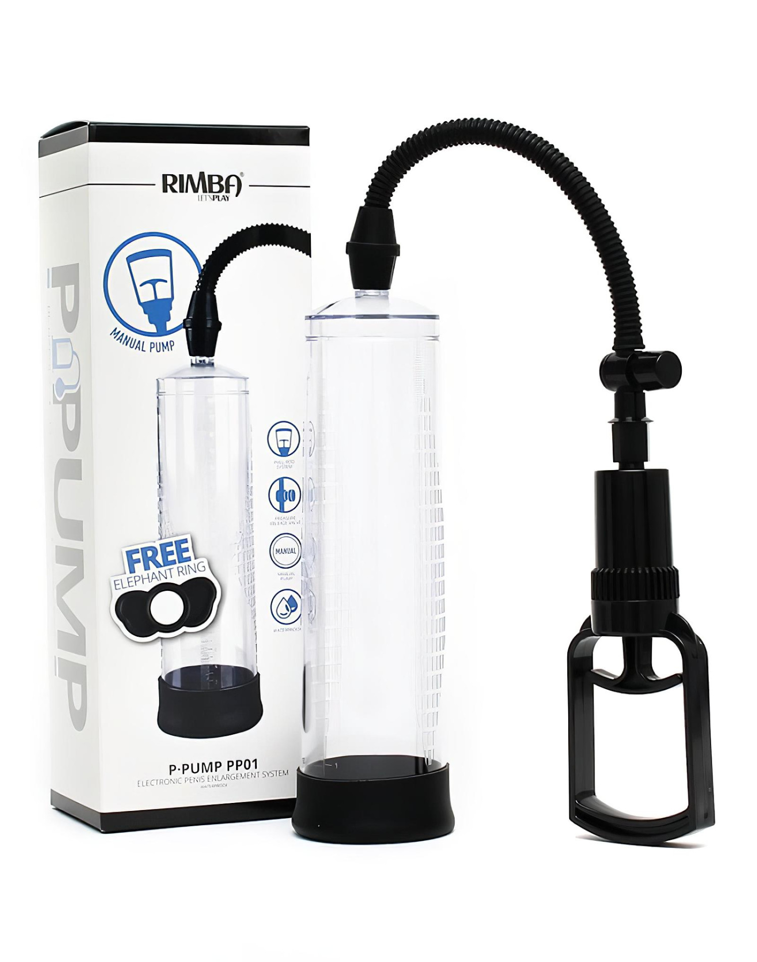Rimba - vakuová pumpa na penis - dvouprstová - průhledná