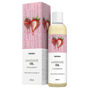 Satisfyer - ochucený masážní olej - jahoda (250 ml)