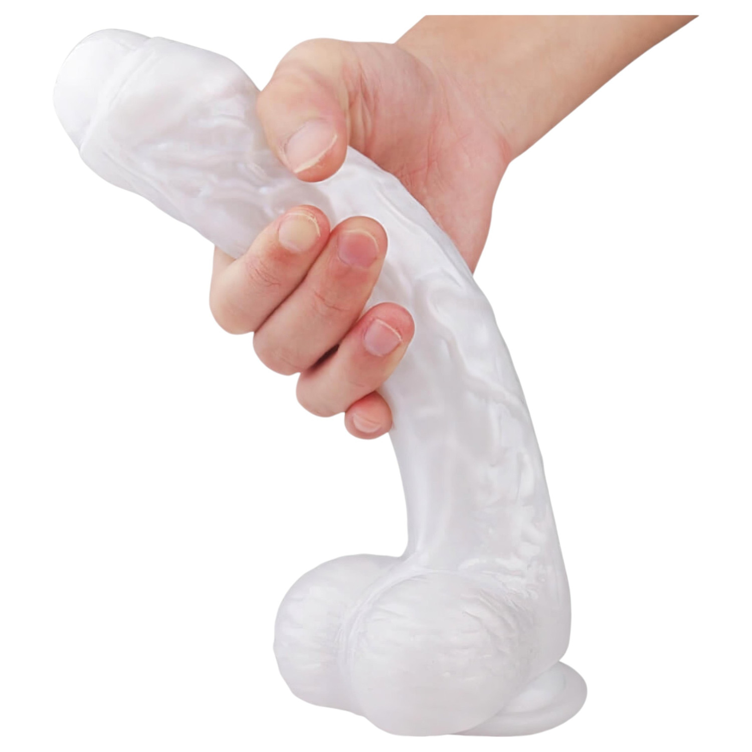 Sex HD Martin - realistický dildo s přísavkou a varlaty - bílý