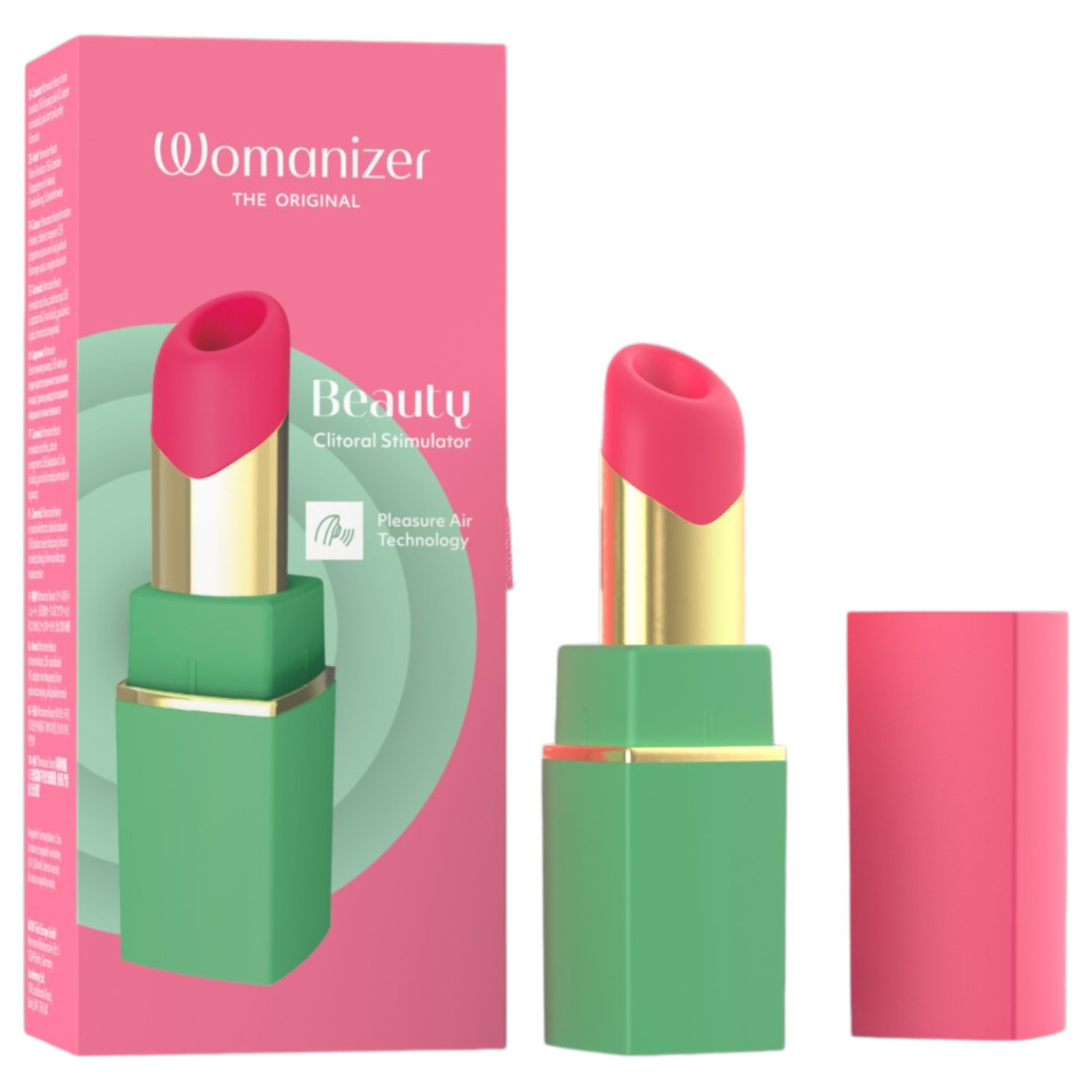 Womanizer Beauty - stimulátor klitorisu s vlnami vzduchu ve tvaru rtěnky (zelený)