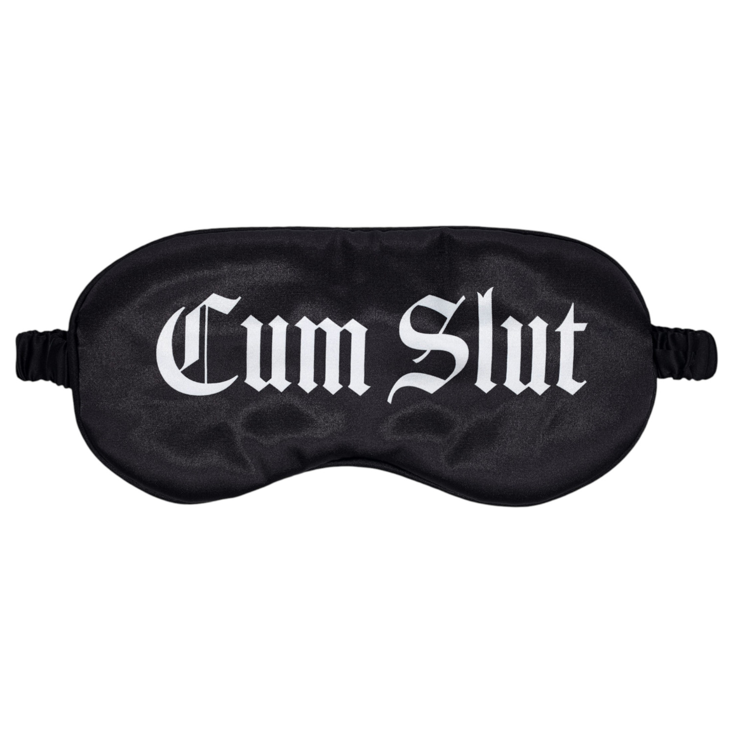 Au! - Saténová oční maska s nápisem „Cum Slut“ (černá)