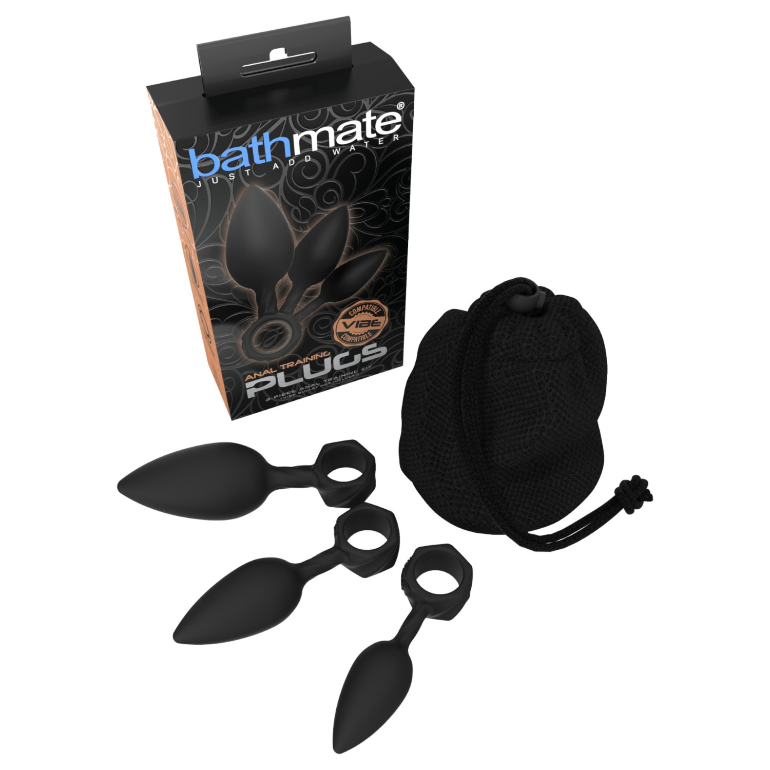 Bathmate Anal Training Plugs - sada análních kolíků (černá)