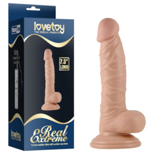 Real Extreme - dildo s přísavkou a varlaty na G‑bod - 19 cm (tělová barva)