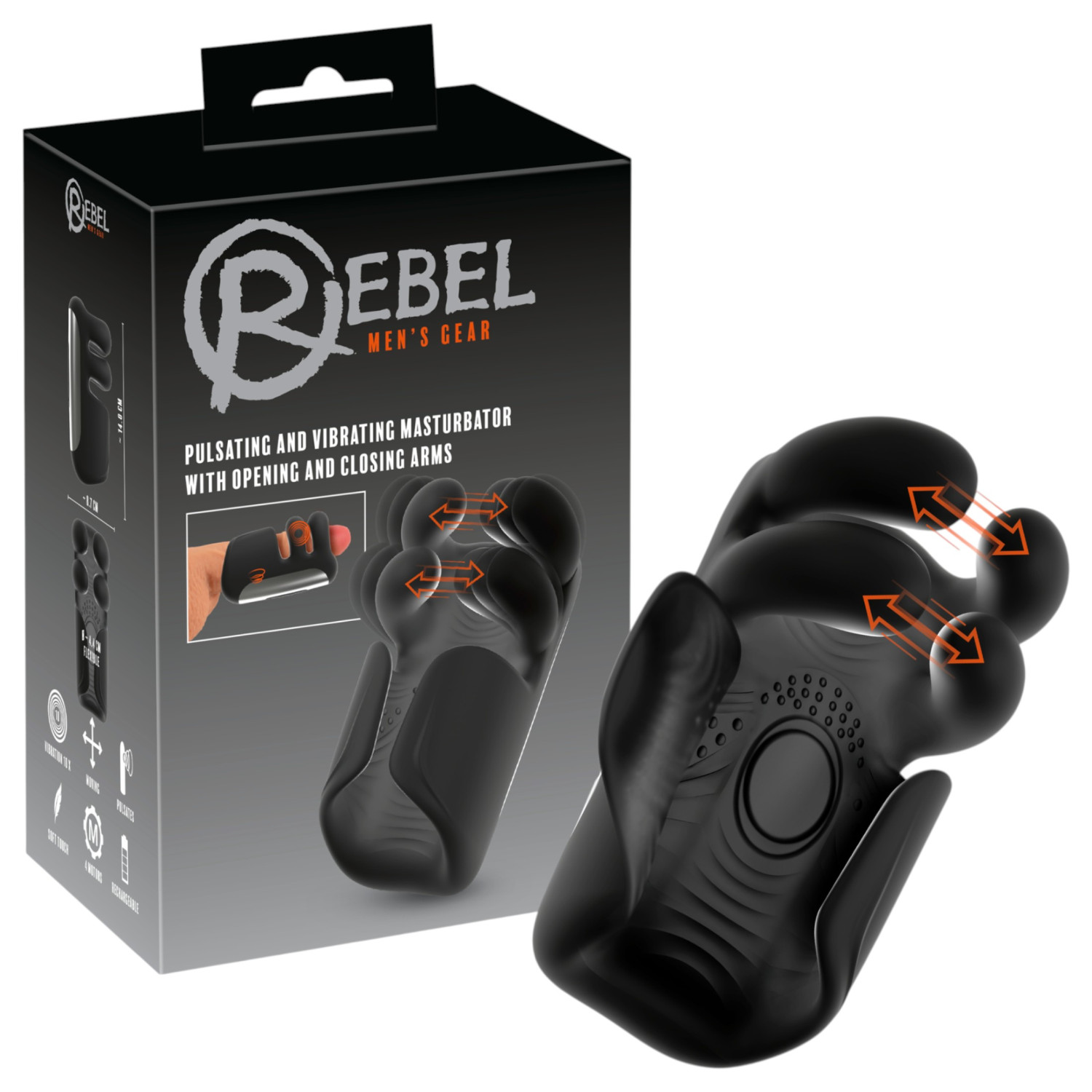 Rebel - pulzující vibrační masturbátor (černý)