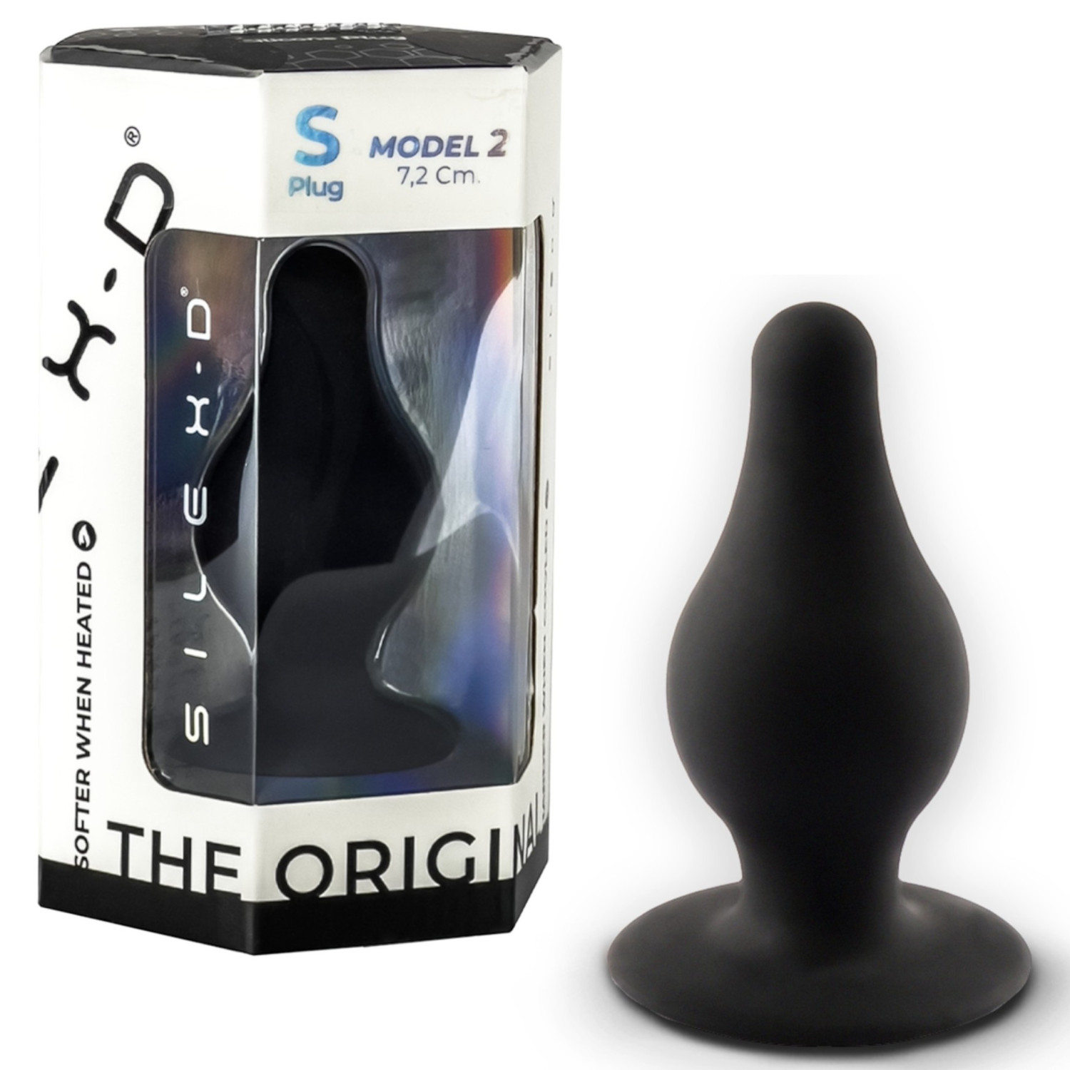 SILEXD Model 2 - na teplo reagující silikonový anální kolík (černý) - S