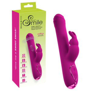 Sweet Smile - vibrační dildo s rotující klitorální pákou (růžové)