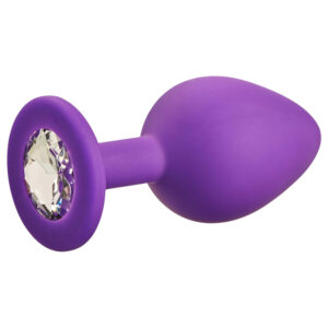 Baseks - silikonový anální kolík s krystalkem (fialový) - 8 cm