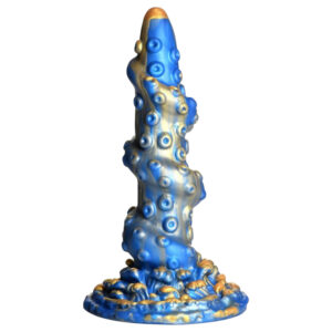 Creature Cocks Kraken - dildo s chapadly - spirál - 21 cm - zlatá/modrá