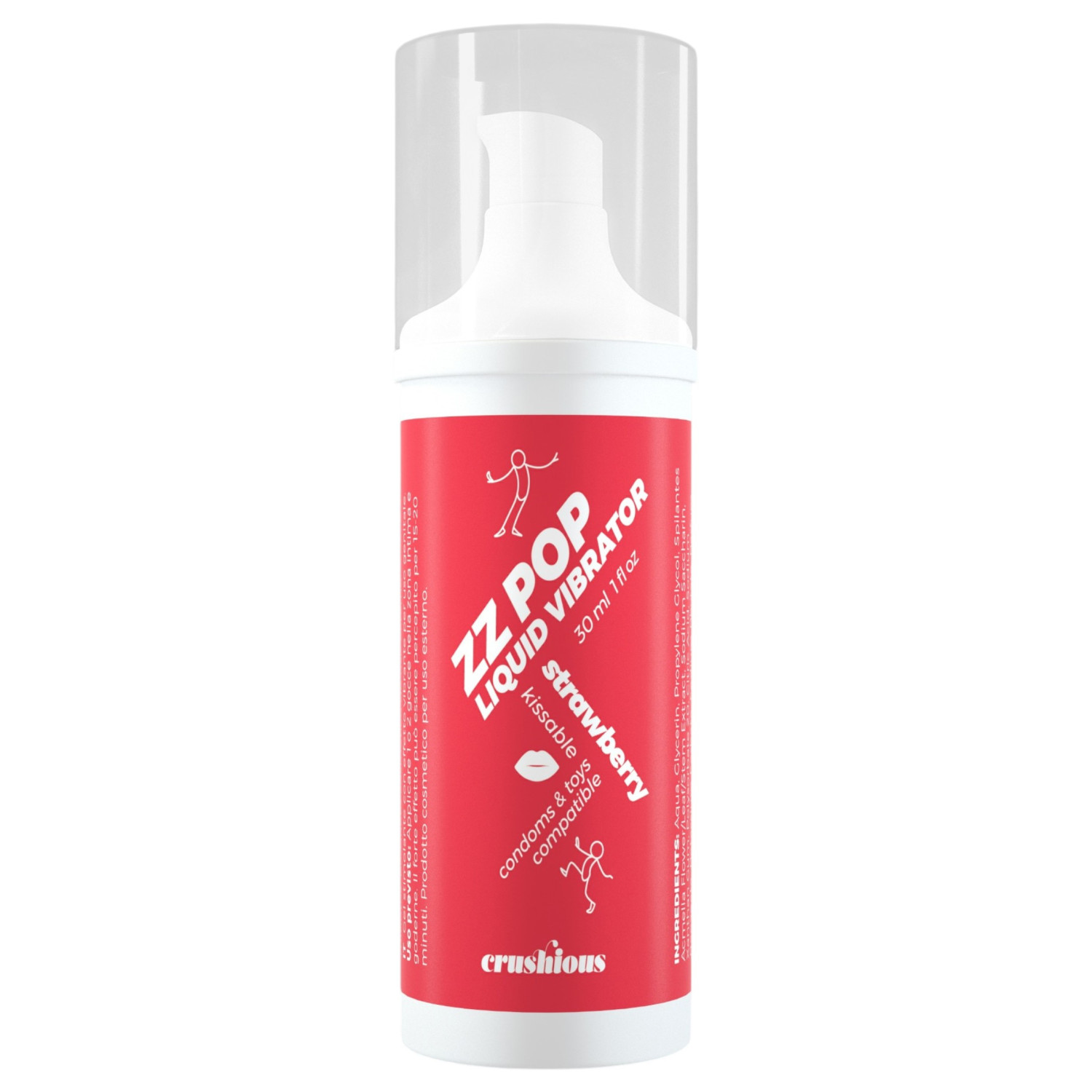 Crushious ZZ Pop - líbatelný tekutý vibrátor jahoda (30 ml)
