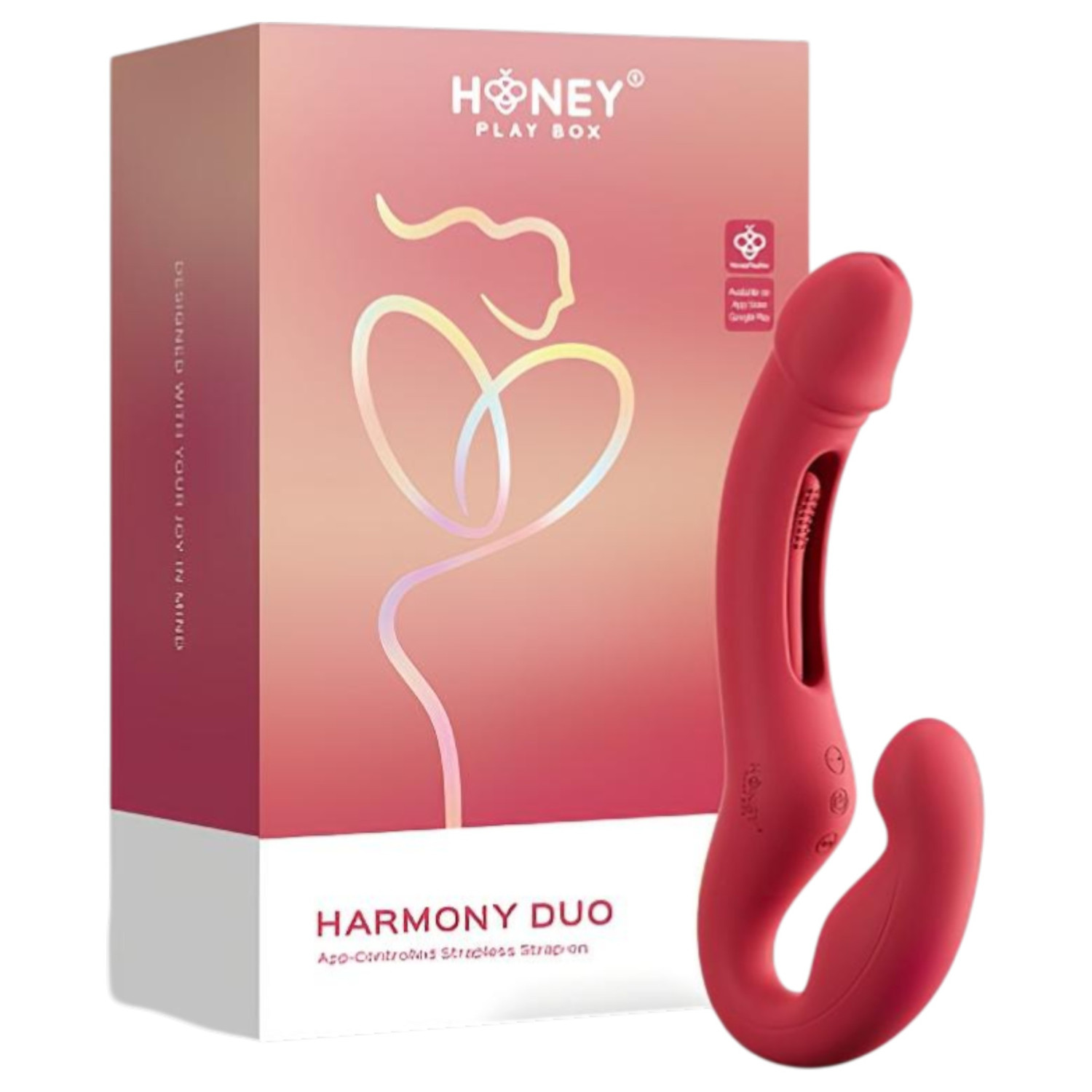 Honey Play Box Harmony Duo - App-ovladatelný připínací lízací vibrátor (červený)