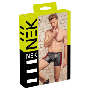 NEK - pánské boxery s červenými vsadkami na bocích a zipem - černé - 2XL