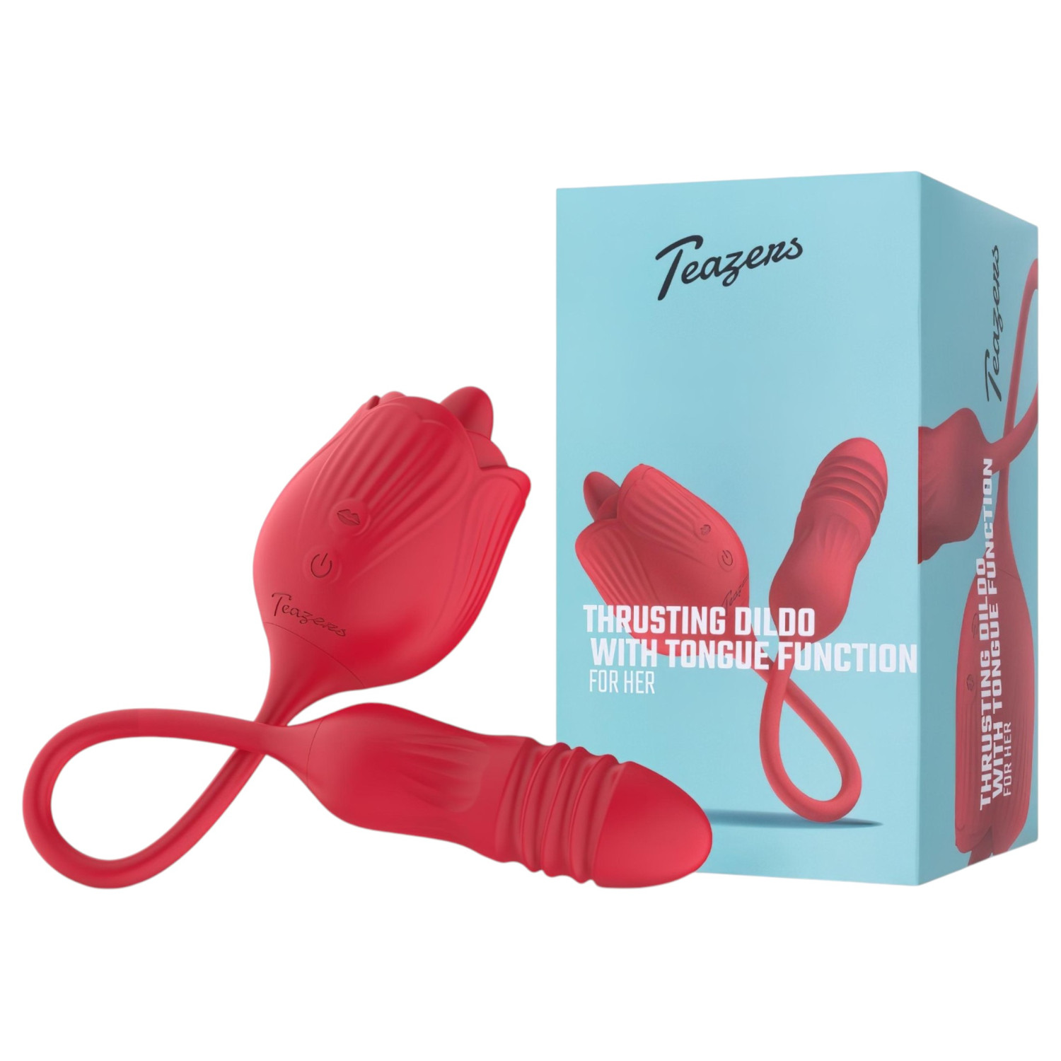 Teazers Rose - vibrační stimulátor s jazýčkovým dráždidlem klitorisu (červený)