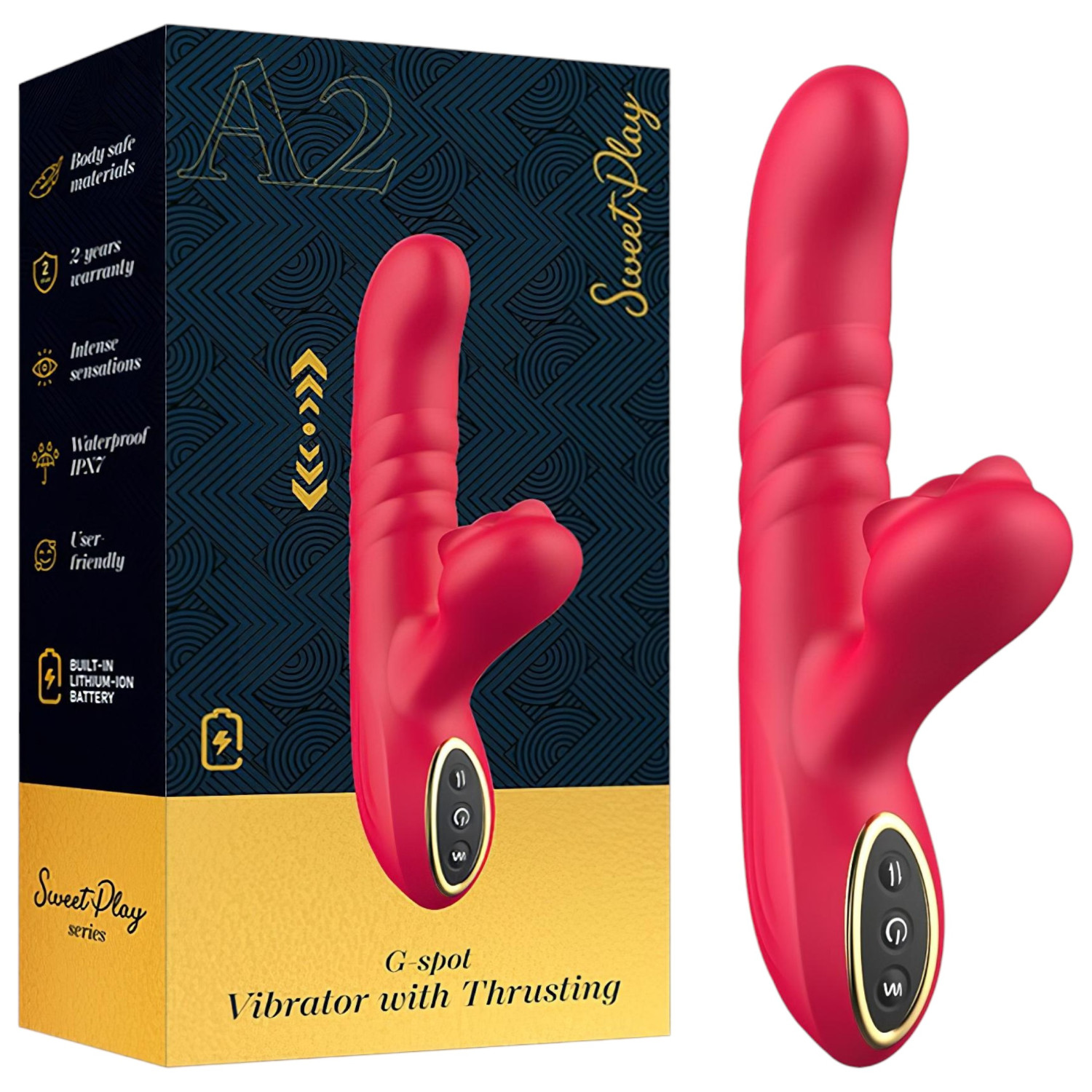 Erospace Sweet Play - 2v1 přirážecí a klitorální vibrátor (červený)