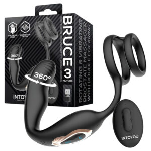 IntoYou Bruce - rotační vibrační masáž prostaty s rádiovým ovládáním a dvojitým kroužkem (černý)