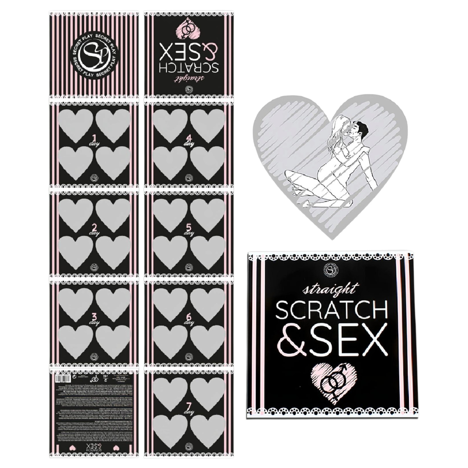 Secret Play Scratch & Sex Straight - stírací hra se sexuálními polohami pro páry (v 5 jazycích)